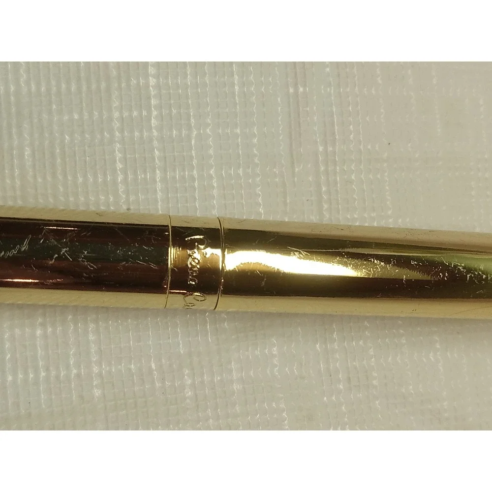 Pierre Cardin Gold Tone Ballpoint Pen Frosted Ergonomic Grip Luxury Stationery